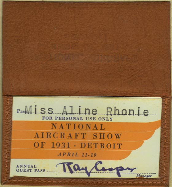 Identification Card, Detroit National Aircraft Show, April 11-19, 1931 (Source: Roberts)